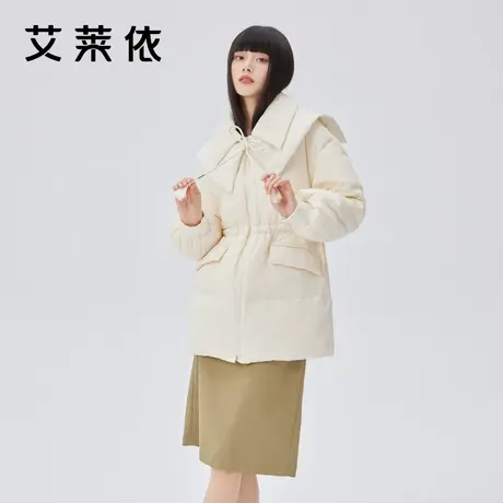 艾莱依国风羽绒服女款新款披肩设计感中长款冬季鸭绒拆卸披肩外套图片