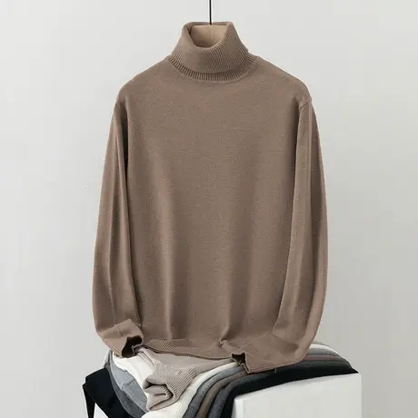 高领毛衣男秋冬季针织衫保暖内搭打底衫毛线衣青少年潮流纯色毛衫商品大图