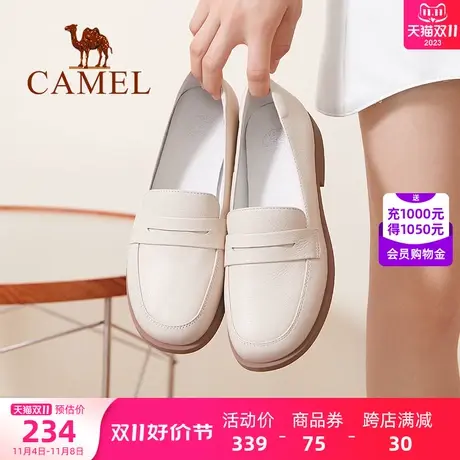 骆驼女鞋2023秋季新款低帮休闲套脚日系小皮鞋圆头平跟深口单鞋女图片