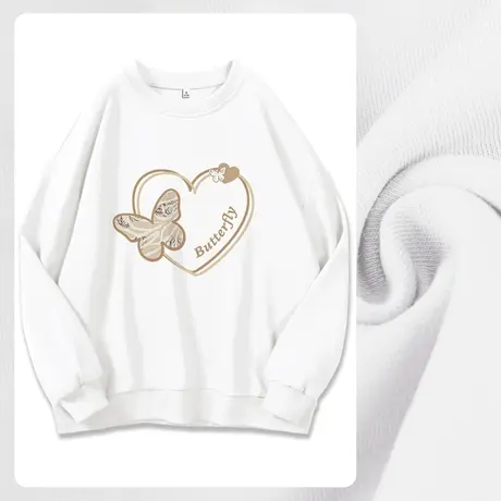 ZR真维斯卫衣女2023新款春秋季白色圆领洋气薄款高级感女卫衣外套商品大图