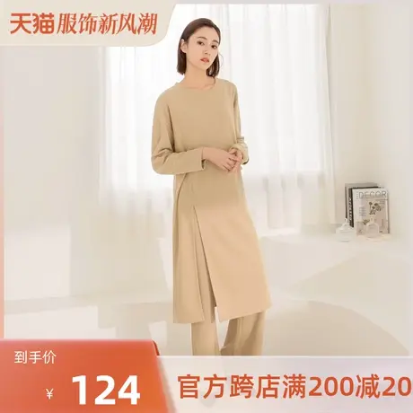 桔熊秋冬季休闲磨毛棉衫开衩温暖宽松长款上衣女大码DA9426图片