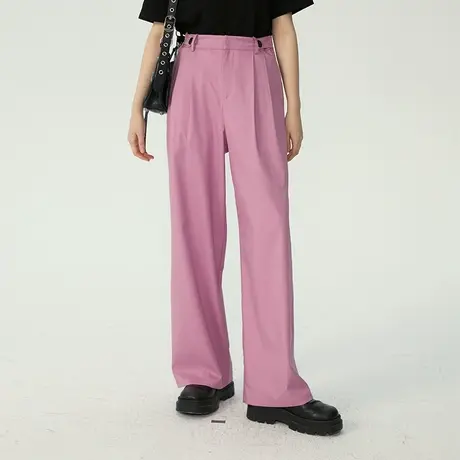 omont蛋挞家 宽松直筒休闲裤女春季2023新款高腰显瘦阔腿裤长裤子商品大图