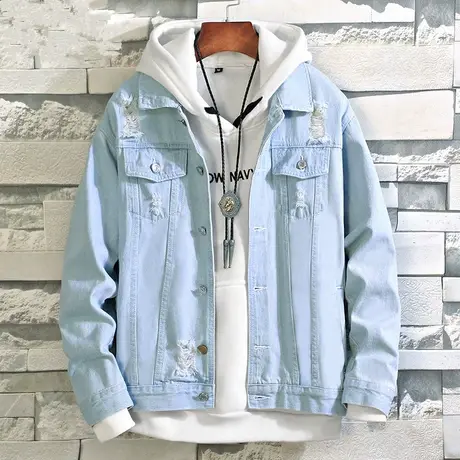牛仔外套男2023春秋季牛仔衣服高中学生休闲夹克外套潮流帅气男装商品大图