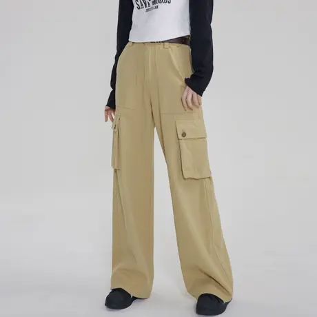 尔给港风小个子直筒工装裤女2023新款秋季美式复古宽松休闲裤子商品大图