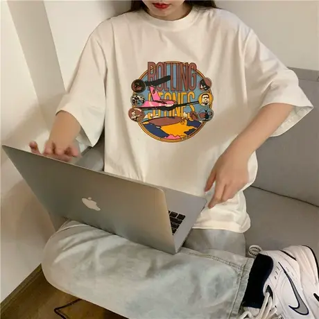 欧货大版短袖T恤女夏装2024韩版新款宽松学生半袖百搭mschf上衣服图片