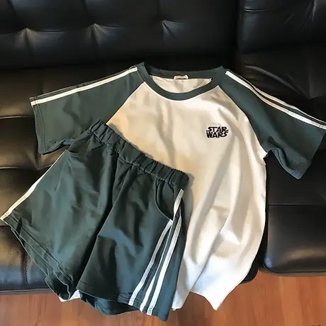 2024年新款夏季运动休闲套装女韩版宽松短裤bf学生时尚洋气两件套图片