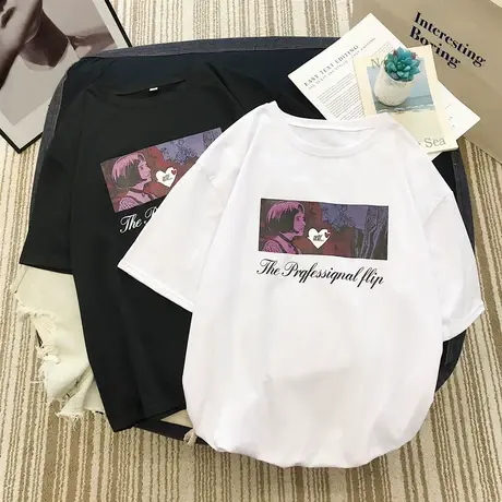 2020新款怪味少女原宿bf风t恤女短袖韩版宽松蹦迪嘻哈丧系上衣图片