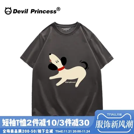 2024夏季新款vintage古着感深灰色短袖女t恤美式校园风宽松上衣潮图片