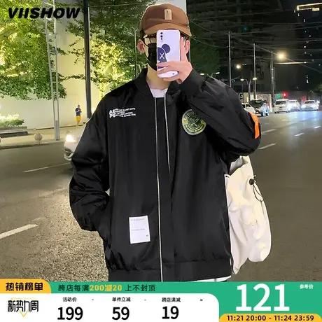 VIISHOW飞行员夹克男士春秋新款潮牌宽松休闲工装外套街头棒球服商品大图