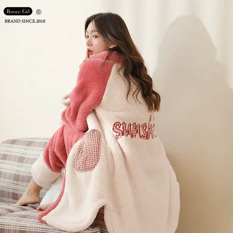 Bananagirl睡衣女冬季新款珊瑚绒可外穿可外甜美少女家居服套装女商品大图