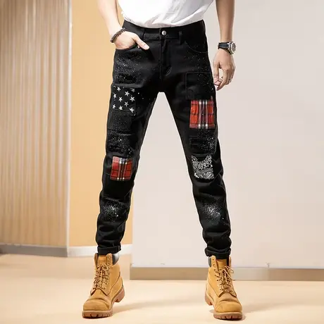 Modi Nick/摩帝尼克牛仔裤男士潮牌修身直筒夏季男裤新款休闲长裤商品大图