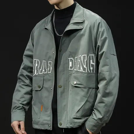 美式冲锋衣外套男潮牌大码春秋男士工装夹克翻领2023新款上衣秋季图片