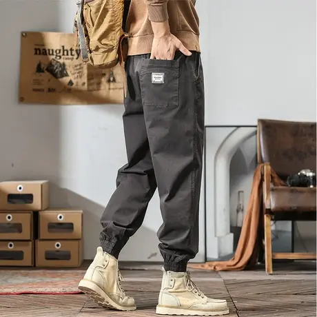 男士美式束脚工装裤男秋季宽松2023新款冲锋裤登山裤休闲裤子男款商品大图