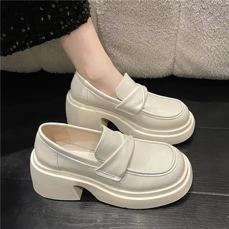 小皮鞋女英伦风松糕厚底增高玛丽珍鞋春秋季2023年新款乐福单鞋子商品大图