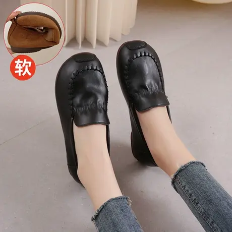 真皮黑色单鞋女软底软皮老北京皮鞋久站不累脚厨房工作鞋防水防滑商品大图