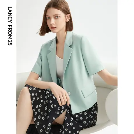 朗姿夏季通勤职业薄款西装短袖外套2023新款气质女士西服正装上衣商品大图