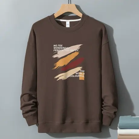 350g重磅日系卫衣男秋冬款长袖t恤美式休闲上衣服圆领套头无帽衫图片