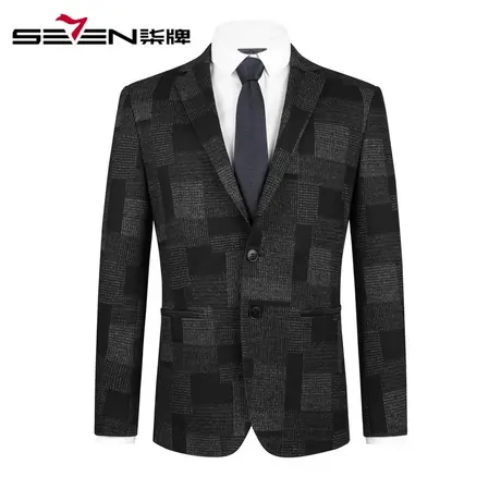 柒牌清仓男装秋冬羊毛混纺西装商务休闲保暖男士婚庆西服外套图片