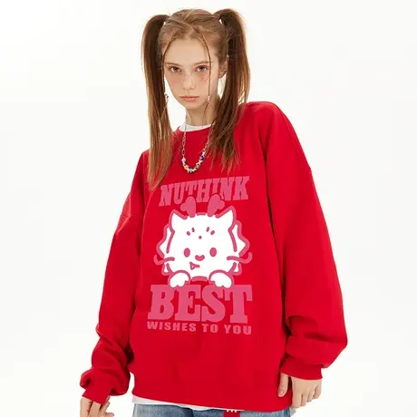 Nuthink重磅420g龙年本命年国潮圆领卫衣男春款情侣加绒加厚上衣商品大图