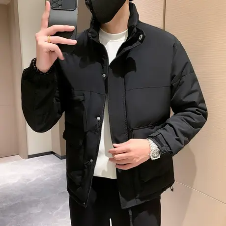 棉衣男冬季2023新款潮牌纯色休闲立领简约加厚轻熟风棉服外套上衣图片