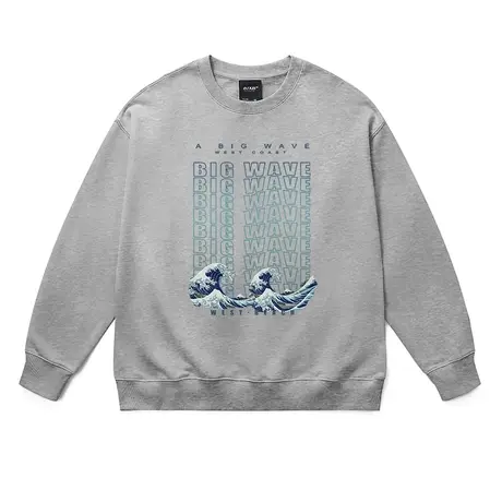 2023冬季新款无性别卫衣国潮日系浮世绘海浪印花宽松情侣重磅衣服商品大图