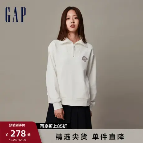 Gap女装冬季新款LOGO半拉链宽松抓绒套头卫衣休闲运动上衣840978商品大图