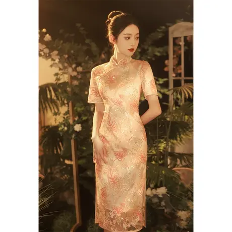 中式改良订婚礼服旗袍敬酒服新娘高级感气质小个子2023新款夏秋季商品大图