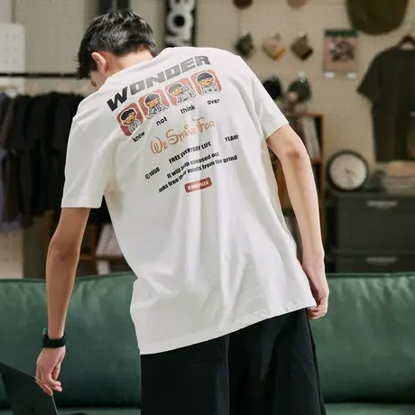 唐狮2023年夏季新款纯棉短袖t恤男士潮流衣服后背大印花上衣体恤商品大图