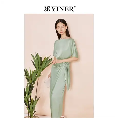 【醋酸系列】YINER音儿女装夏季时尚饰扣收腰连衣裙商品大图