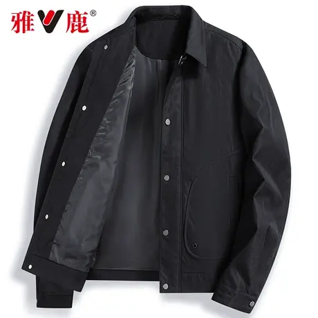 雅鹿夹克男2024春秋新款美式复古飞行员上衣时尚休闲潮流宽松外套商品大图