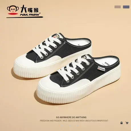 大嘴猴时尚休闲女鞋2023春季新款纯色简约风小清新文艺百搭帆布鞋商品大图