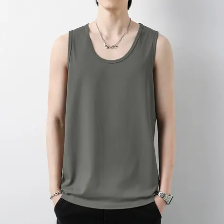 男士背心纯棉夏季健身运动坎肩篮球跨栏外穿纯色宽肩吊带无袖t恤商品大图