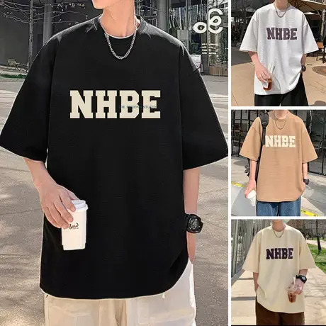 潮流华夫格短袖t恤男夏季2023新款宽松半袖潮牌美式高街重磅体恤商品大图