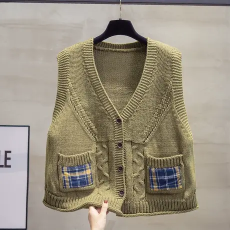 v领针织开衫马甲背心女2023秋装新款宽松外穿马夹外搭毛衣坎肩潮图片