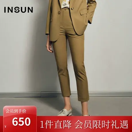 恩裳夏季西裤女直筒高腰时尚棉质天丝修身小脚显瘦休闲裤图片