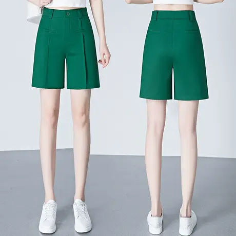 休闲西装短裤女夏季2023高腰宽松显瘦中裤时尚薄款休闲五分阔腿裤图片