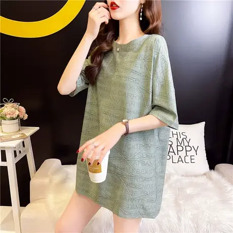 女装短袖夏季2023年新款半袖中长款大版宽松t恤女大码上衣衣服ins图片