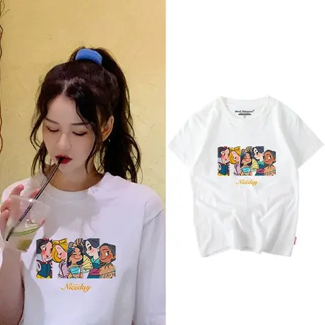 大码t恤女短袖美式复古vintage古着上衣2021夏季新款纯棉半袖体恤商品大图