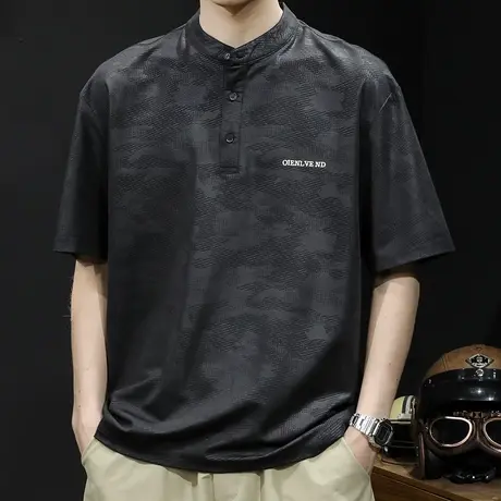 polo衫男冰丝短袖t恤男士夏季速干宽松大码潮牌新款男装体恤男款图片