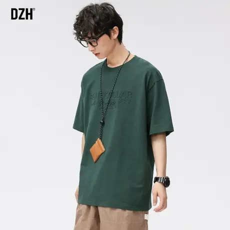 男士重磅绿色t恤男短袖夏季男款情侣装夏装体恤衣服宽松上衣半袖商品大图