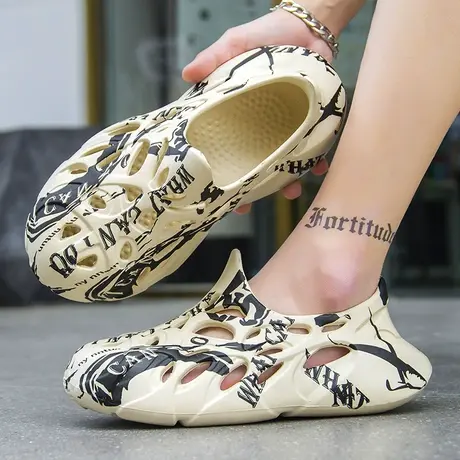 雨鞋男款时尚钓鱼水鞋防滑工地胶鞋劳保情侣沙滩洞洞鞋男士凉拖鞋商品大图