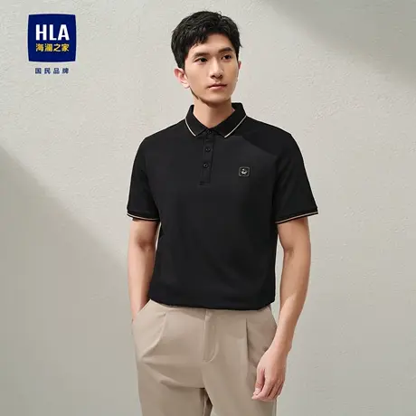 HLA/海澜之家吸湿排汗POLO衫2024春夏新款凉感凹凸印花翻领短袖男商品大图