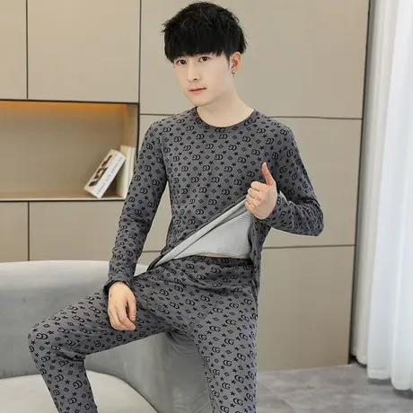 2023秋冬新款男士德绒保暖内衣套装秋衣秋裤男装双面绒冬装两件套商品大图