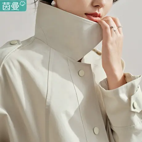 茵曼法式短款夹克外套女2024年春季新款高级感洋气翻领小个子风衣图片