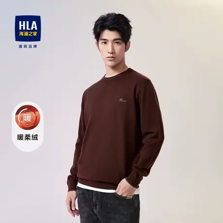 HLA/海澜之家圆领套头长袖针织衫23秋新款时尚休闲弹力舒适上衣男商品大图