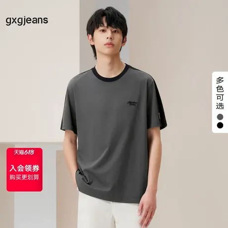 gxg.jeans男装2024年春季圆领短袖T恤J24D44图片