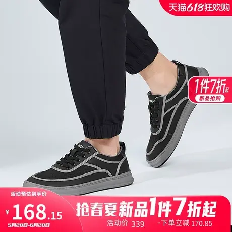 康奈男鞋网面透气休闲鞋2025春夏新款百搭系带男皮鞋潮流男士板鞋图片