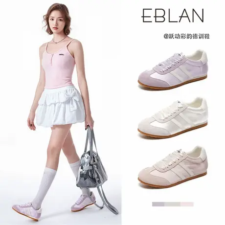 EBLAN/伊伴芭蕾风德训鞋女2025春夏新款平底运动鞋紫色软底小白鞋图片