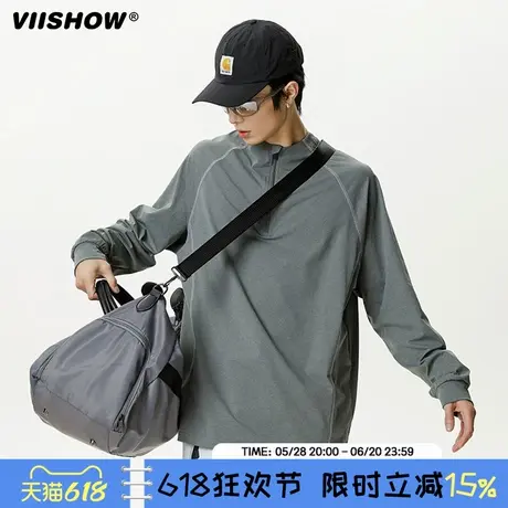 VIISHOW户外半高领拉链长袖T恤男25年春宽松百搭吸湿运动速干打底商品大图