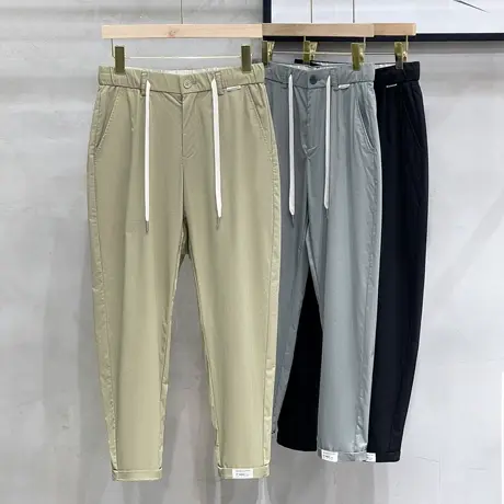 夏季薄款九分休闲长裤男2023年新款直筒男士运动冰丝铜氨丝小西裤图片